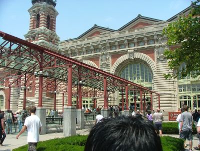 The building on Ellis Island, where hopeful immigrants were received and allowed entrance - or sent back home.