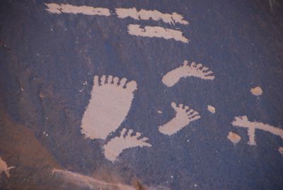 Newspaper Rock. Notice that the feet have six toes!