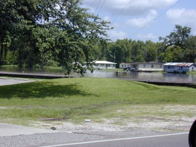 Houses at bayou in southern Louisiana