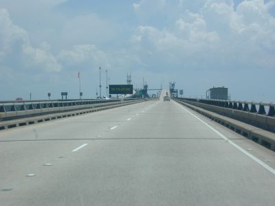 Lake Pontchartrain Causeway. The bascules are seen in the distance.