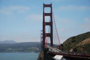 Golden Gate Bridge. Betalingsanlægget anes til højre.